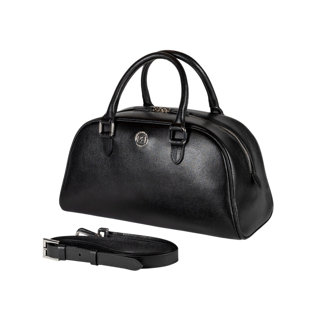 VIRGINIA — Bolso Bowling Cuero Saffiano Negro | MaisonGrozavu