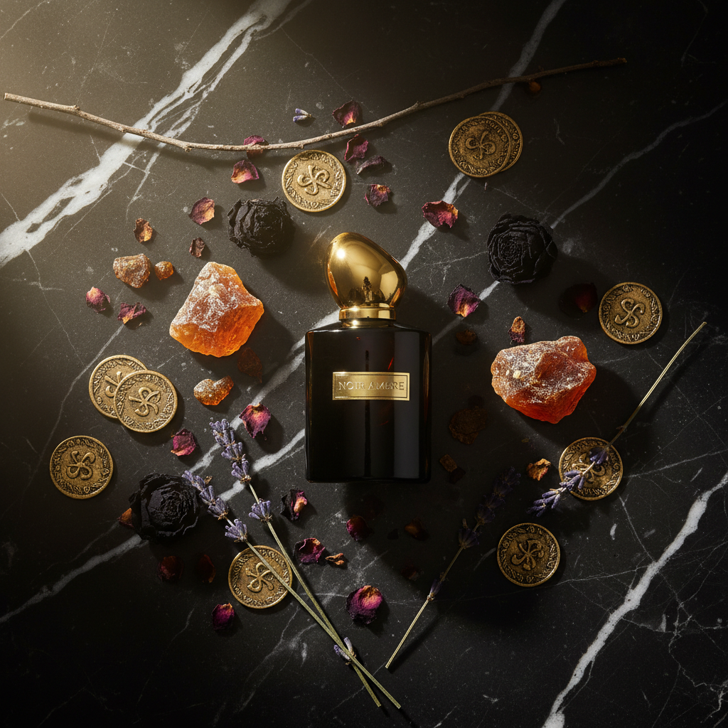 Almizcle - Dark Luxury Flat Lay